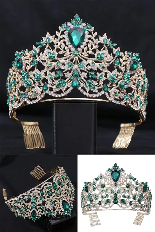 Baroque Style Large Rhinestone Wedding Crown for a Glamorous Look