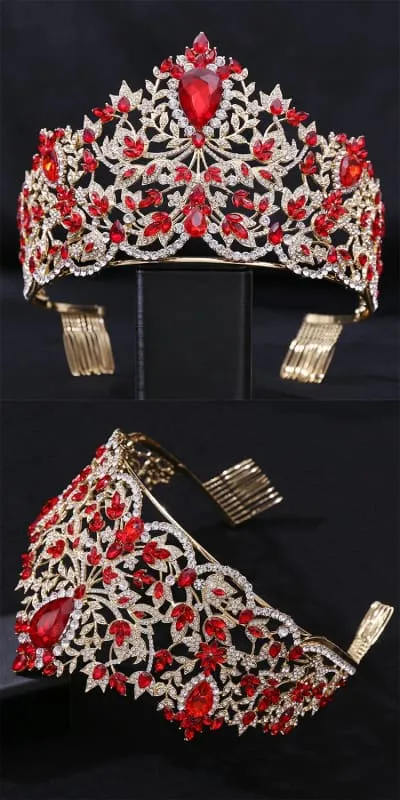 Baroque Style Large Rhinestone Wedding Crown for a Glamorous Look