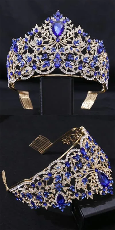 Baroque Style Large Rhinestone Wedding Crown for a Glamorous Look