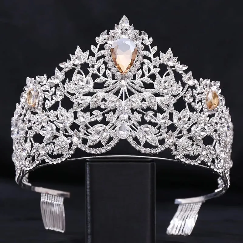 Baroque Style Large Rhinestone Wedding Crown for a Glamorous Look