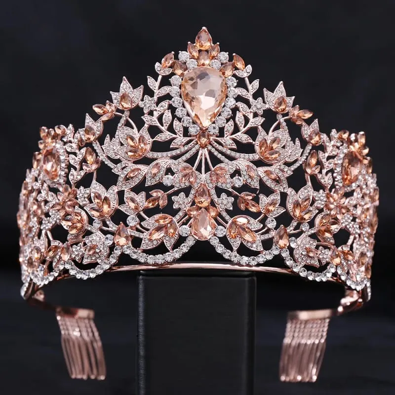 Baroque Style Large Rhinestone Wedding Crown for a Glamorous Look