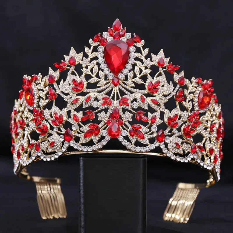 Baroque Style Large Rhinestone Wedding Crown for a Glamorous Look