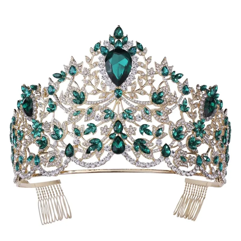 Baroque Style Large Rhinestone Wedding Crown for a Glamorous Look