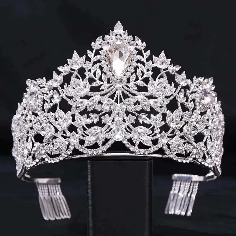 Baroque Style Large Rhinestone Wedding Crown for a Glamorous Look