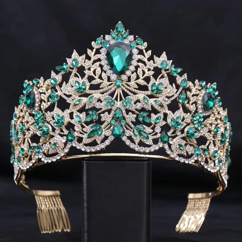 Baroque Style Large Rhinestone Wedding Crown for a Glamorous Look