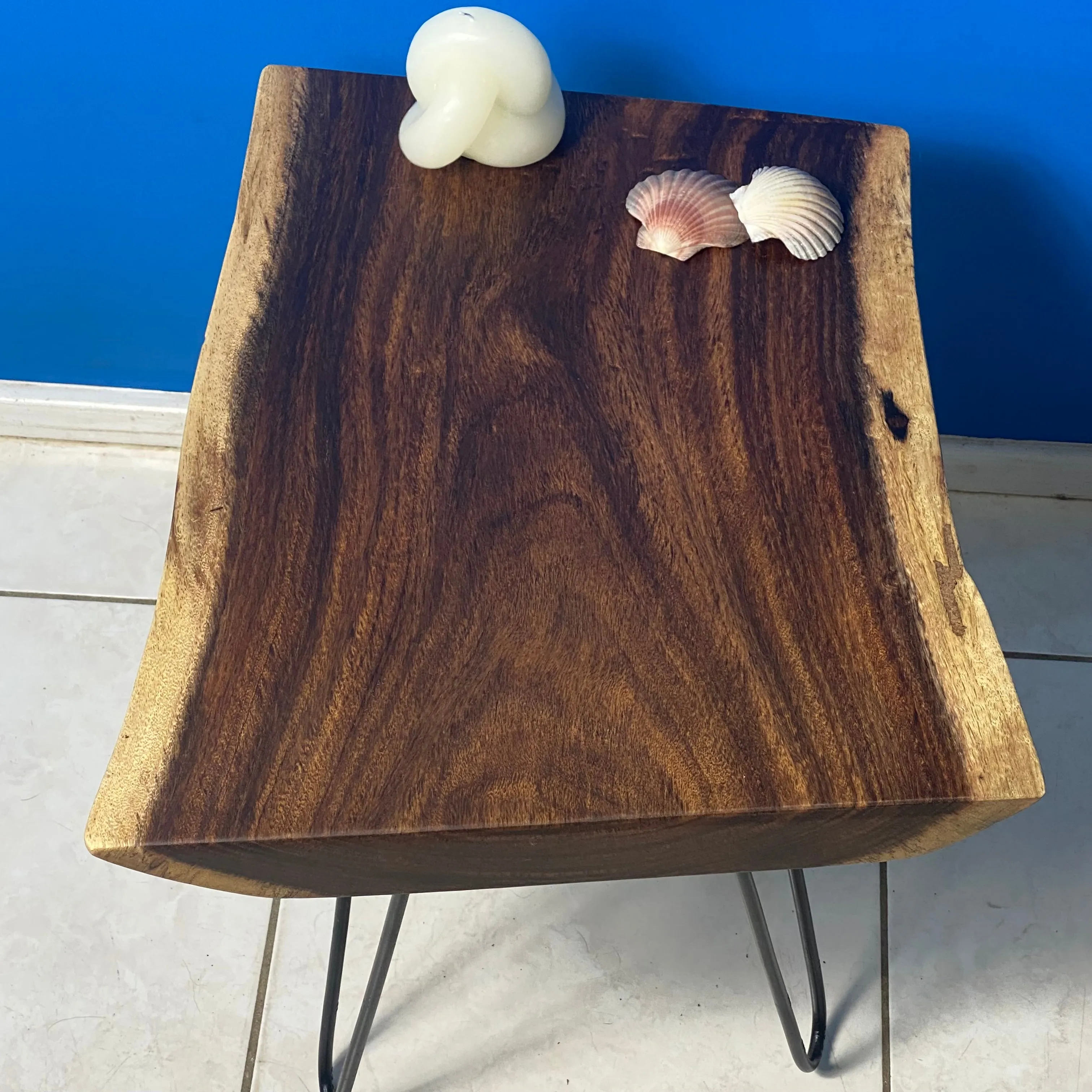 Bedside Table- Live Edge natural Wooden Side Table / Corner Table / Plant or book Stand Raintree Wood-OS 56 model
