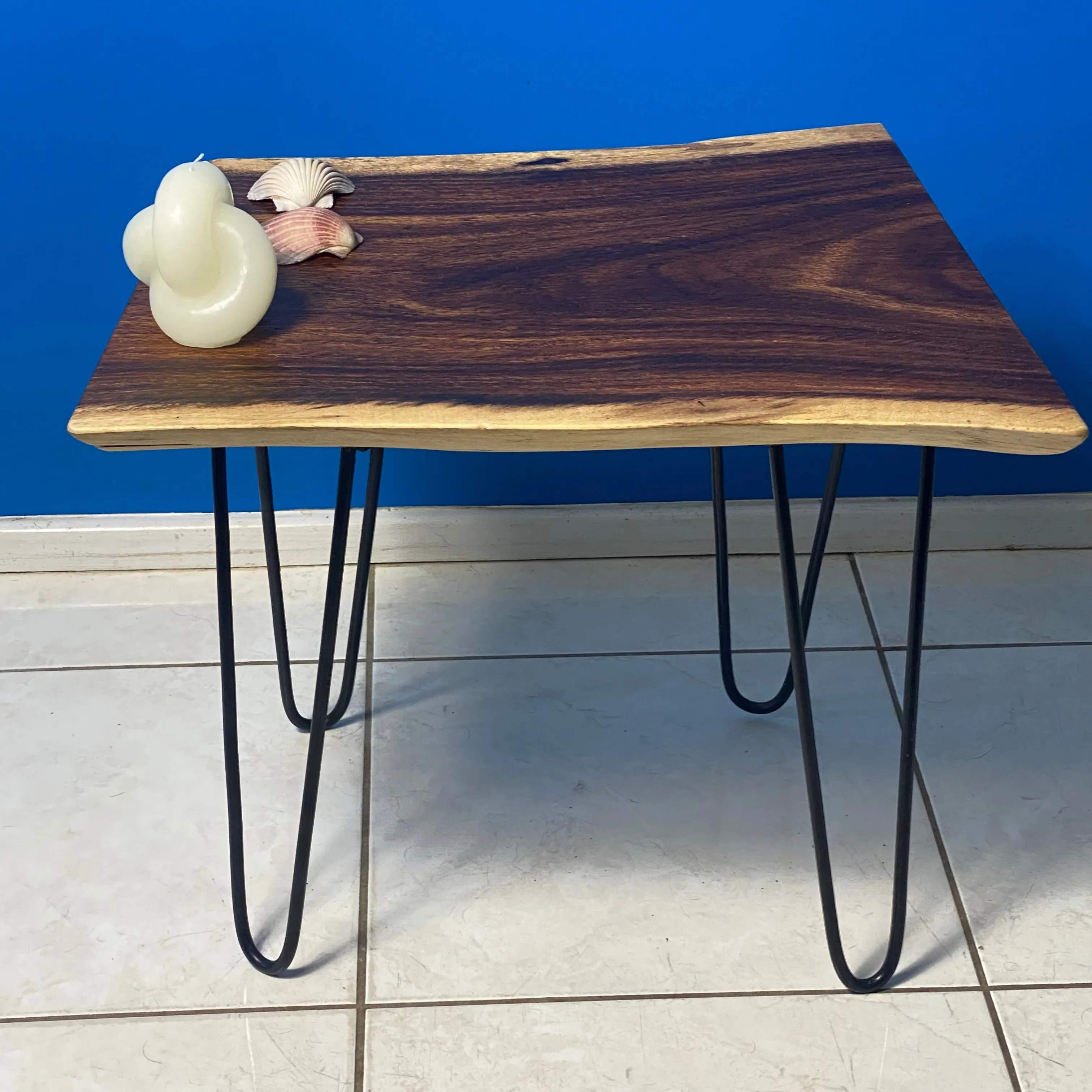 Bedside Table- Live Edge natural Wooden Side Table / Corner Table / Plant or book Stand Raintree Wood-OS 56 model