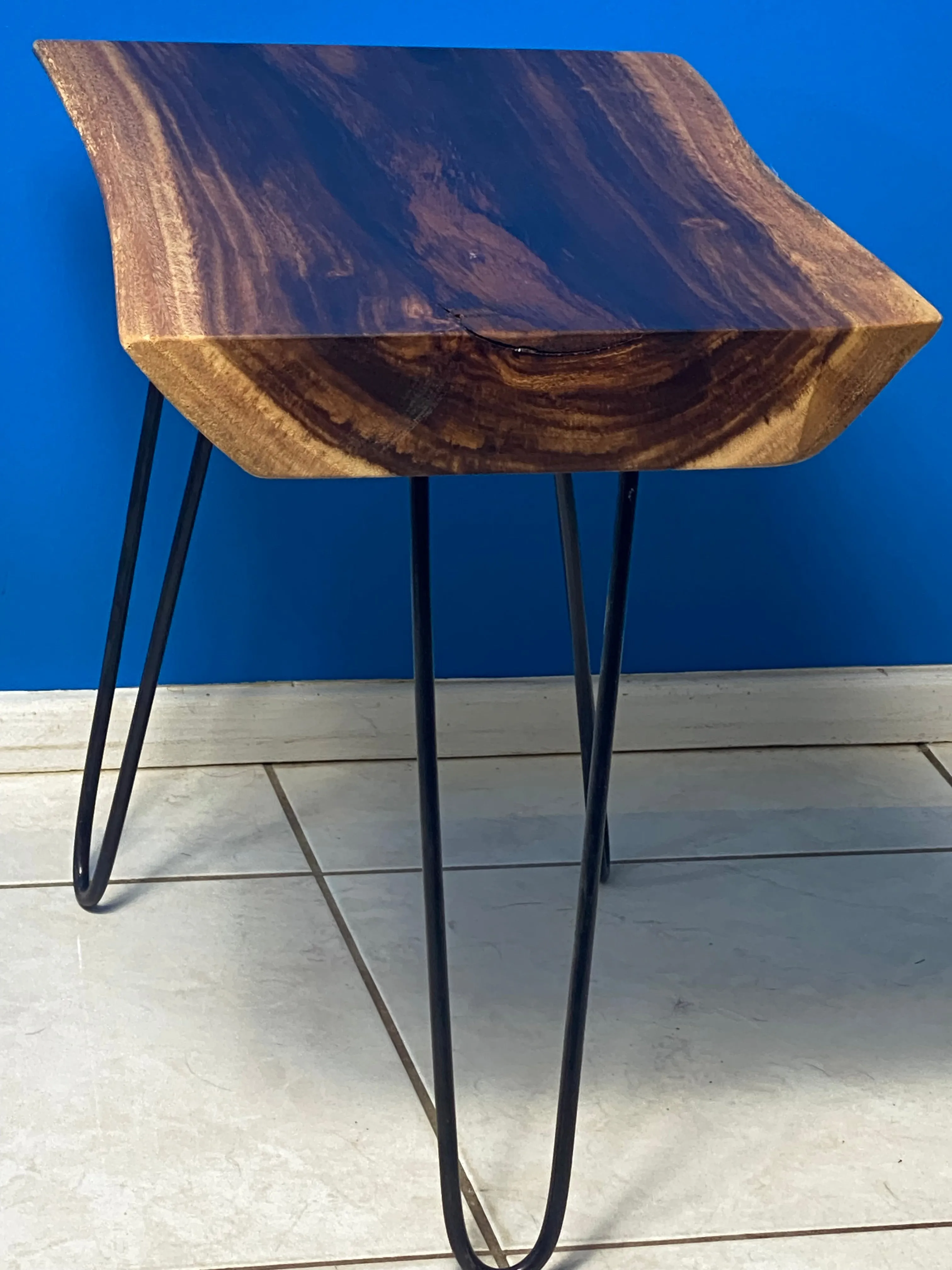 Bedside Table- Live Edge natural Wooden Side Table / Corner Table / Plant or book Stand Raintree Wood-OS 63 model