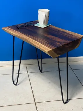 Bedside Table- Live Edge natural Wooden Side Table / Corner Table / Plant or book Stand Raintree Wood-OS 63 model