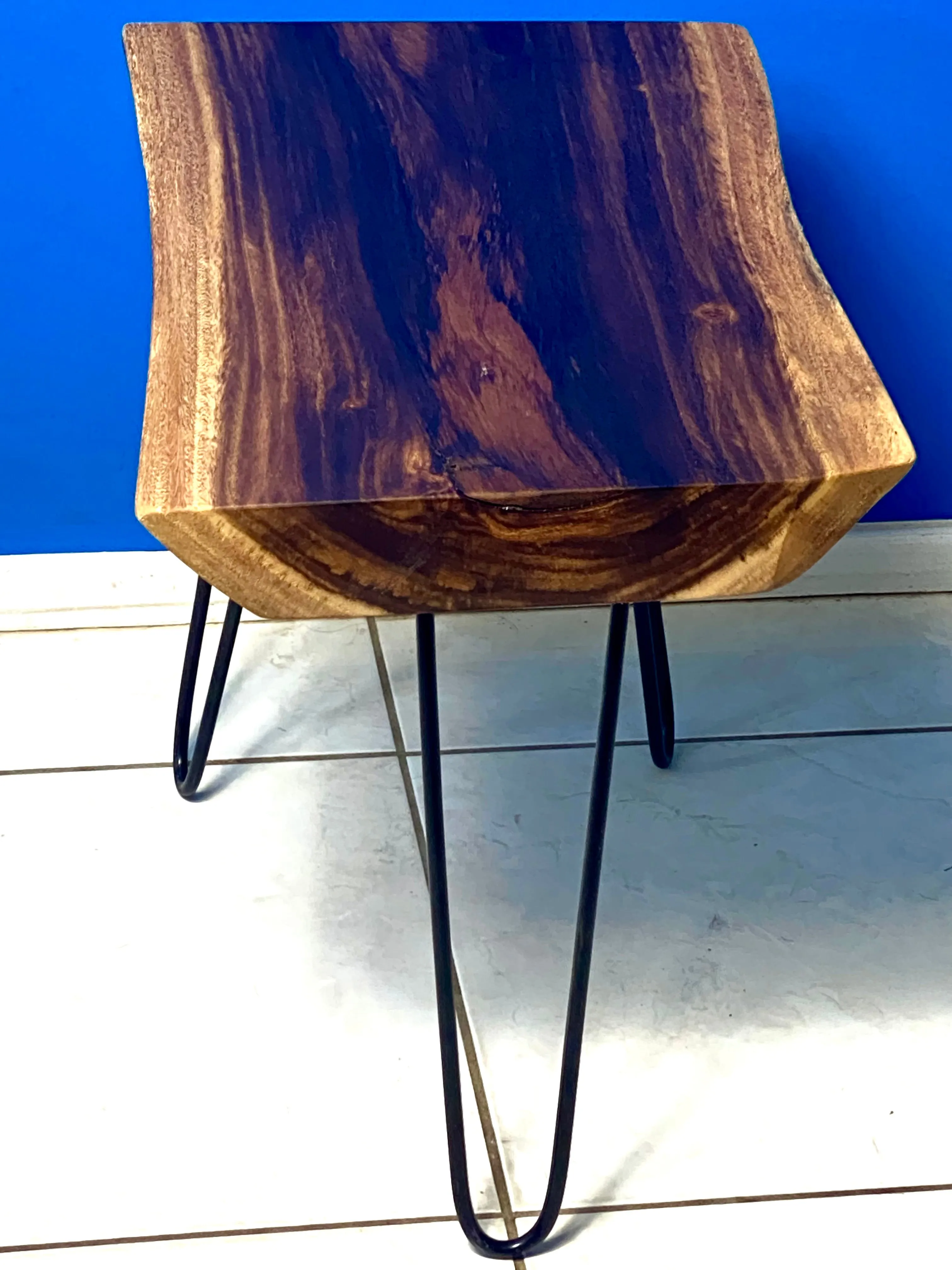 Bedside Table- Live Edge natural Wooden Side Table / Corner Table / Plant or book Stand Raintree Wood-OS 63 model