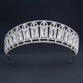 Big Cubic Zirconia Wedding Tiara,Crystal Bride Headpieces for Women CH10398