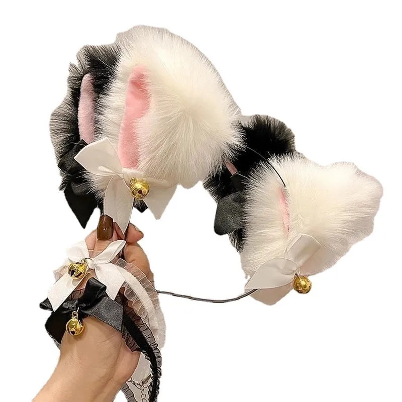 Cat Ears Bell Hairband Girl Cos Cat Hairpin Headdress Personalized Maid Hairpin Bow Headband Headdress
