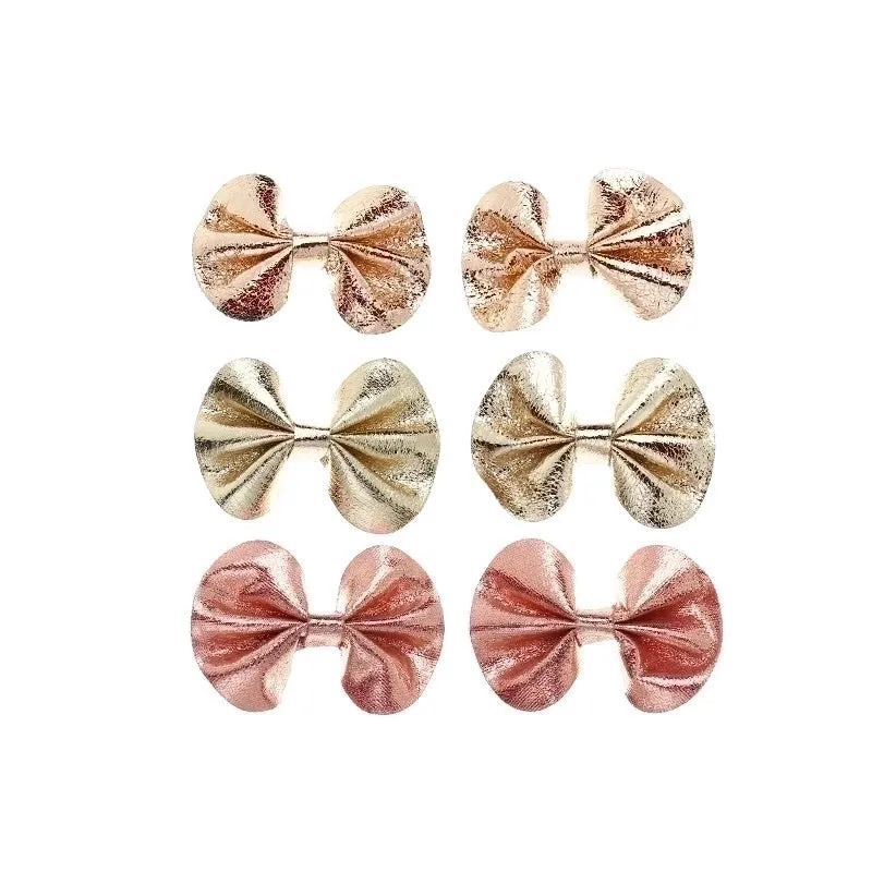 Children's Shiny Leather Bow Hairpin