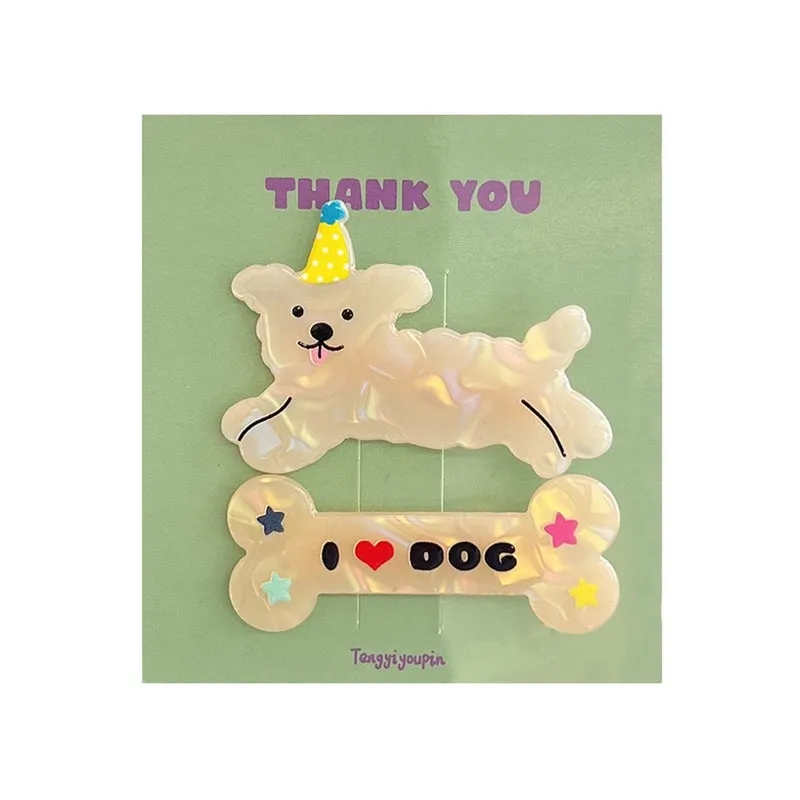 Cute Cartoon Acrylic Puppy Hairpin Combination Girl's Heartbreak Hairpin Bangs Clip Children's Bangs Clip Hair Accessories