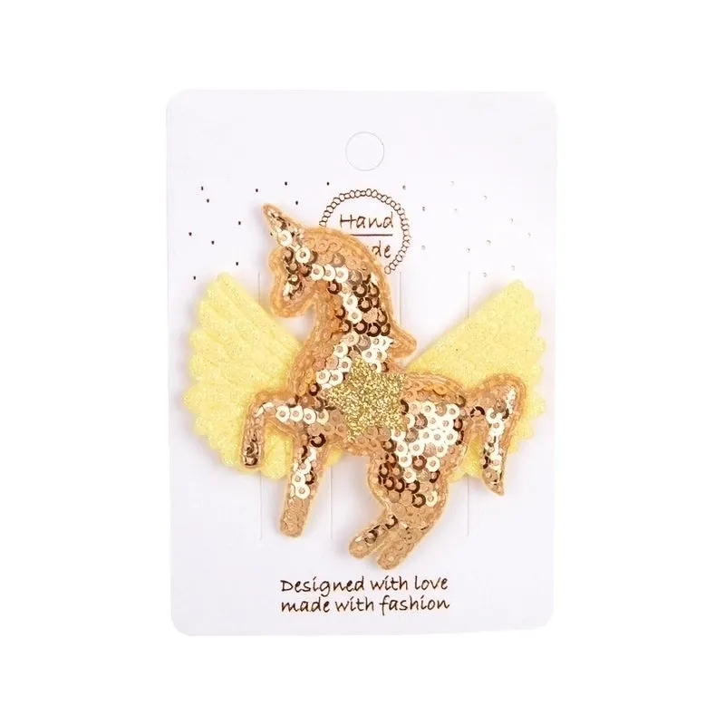 Fashion Children's Hairpin Sequins Rainbow Llittle Pony Cloth Hairpin