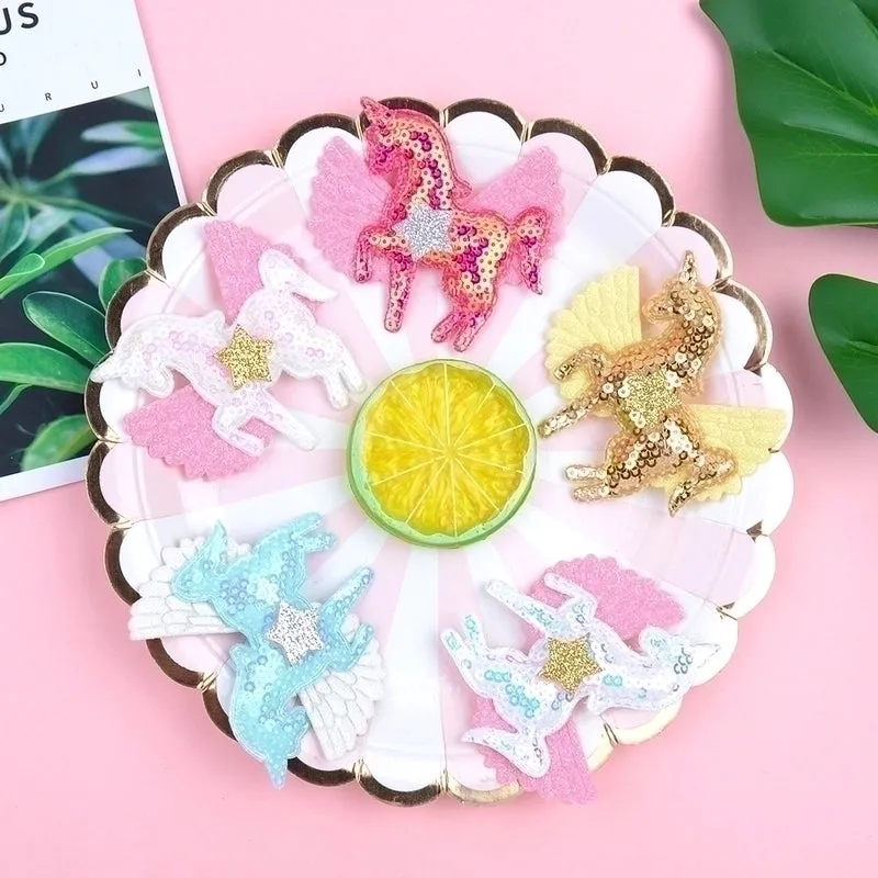 Fashion Children's Hairpin Sequins Rainbow Llittle Pony Cloth Hairpin