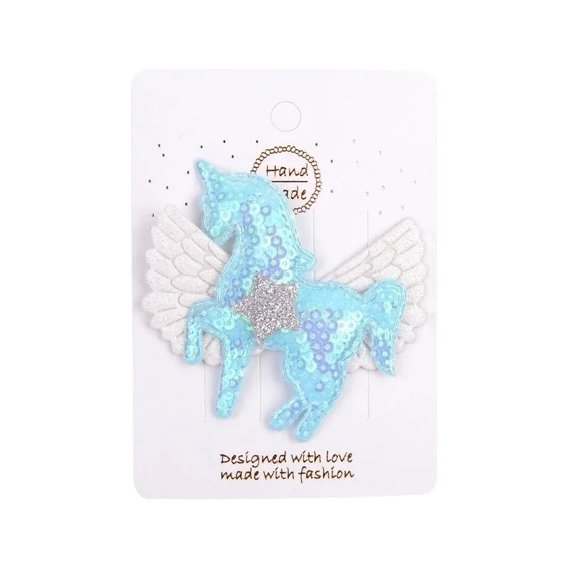 Fashion Children's Hairpin Sequins Rainbow Llittle Pony Cloth Hairpin