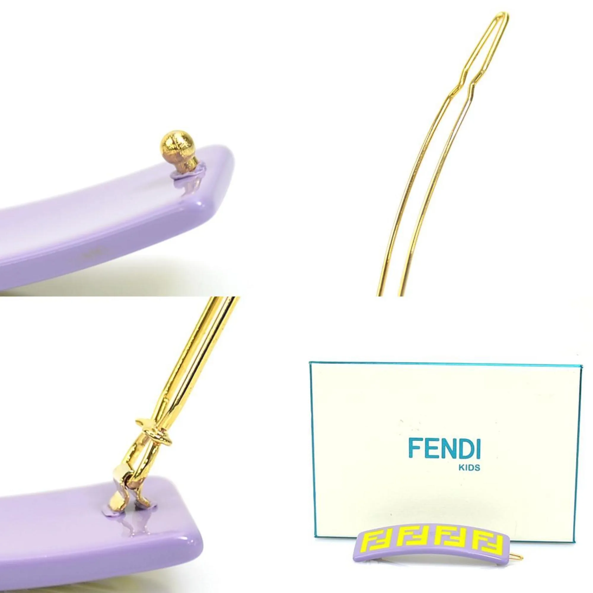 FENDI barrette hairpin plastic purple x yellow kids