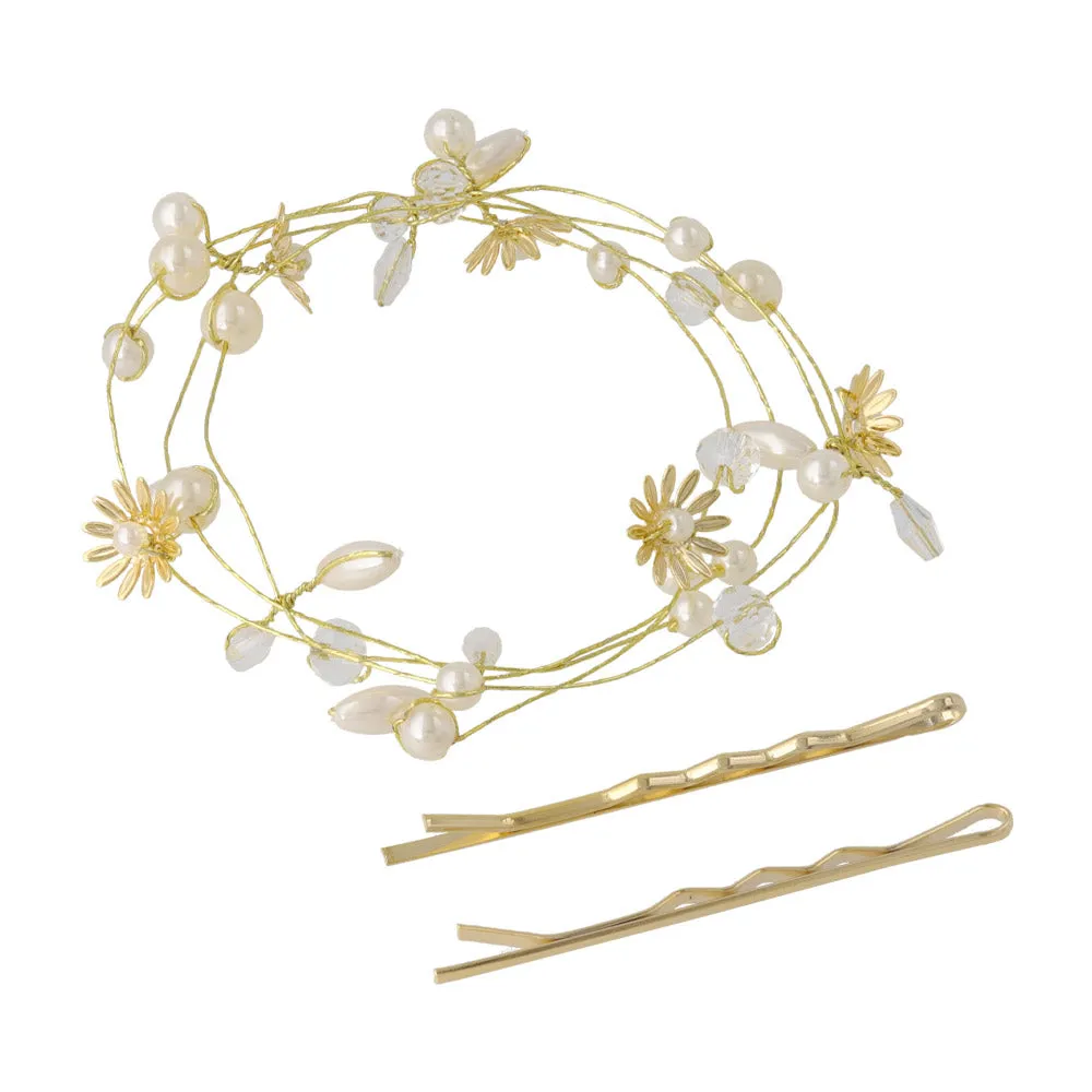 Flower and Pearl Hair Vine