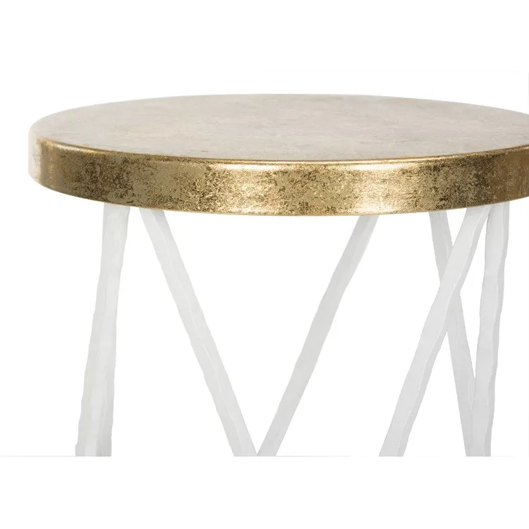 Hester Bar Stool - White/Gold - OPEN BOX