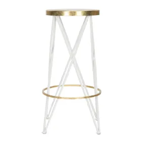 Hester Bar Stool - White/Gold - OPEN BOX