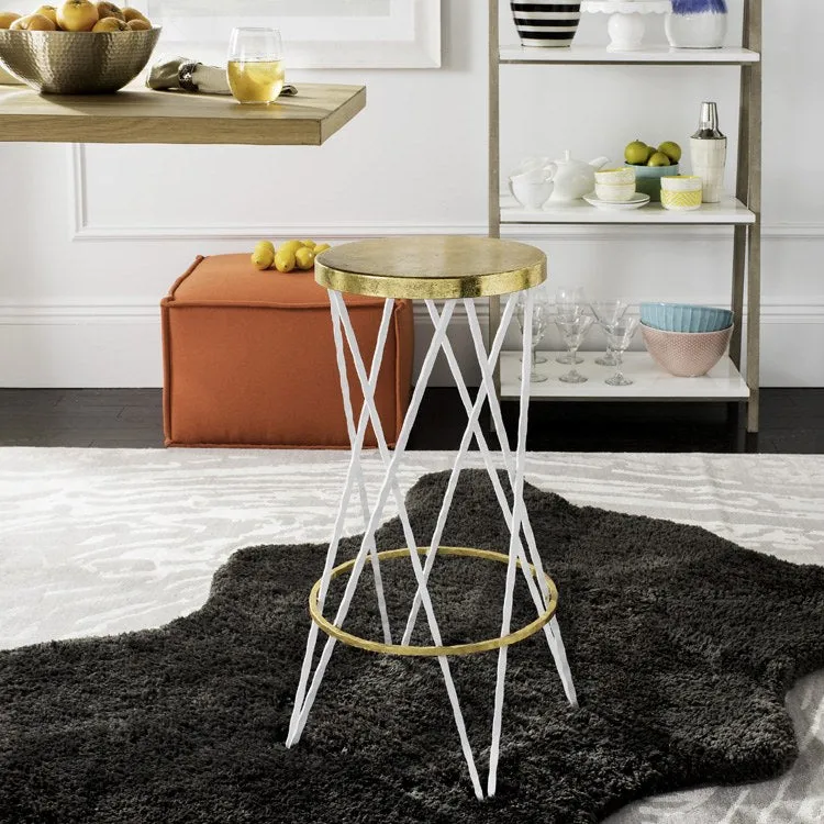 Hester Bar Stool - White/Gold - OPEN BOX