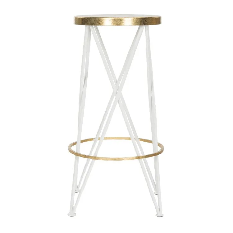 Hester Bar Stool - White/Gold - OPEN BOX