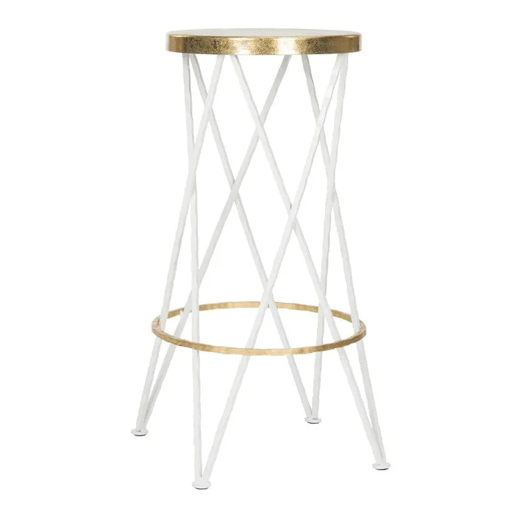 Hester Bar Stool - White/Gold - OPEN BOX