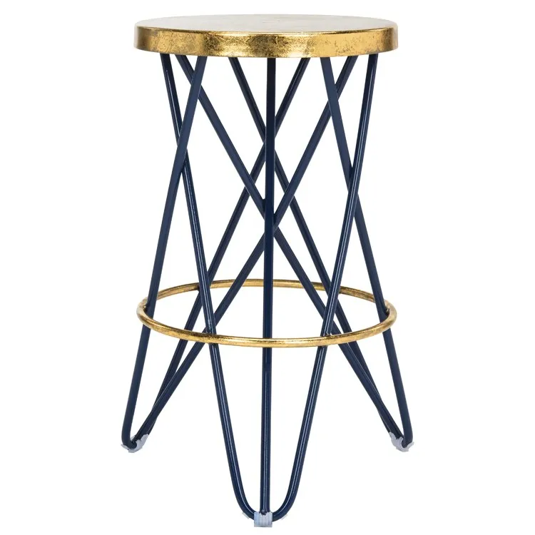 Lorna Counter Stool - Navy/Gold