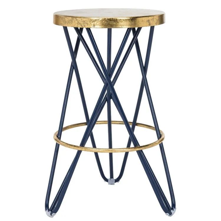 Lorna Counter Stool - Navy/Gold