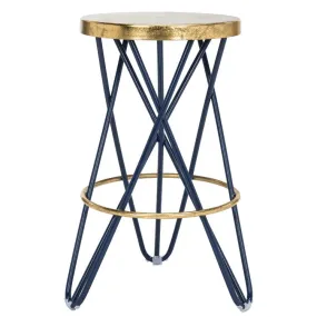 Lorna Counter Stool - Navy/Gold