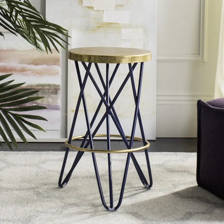 Lorna Counter Stool - Navy/Gold
