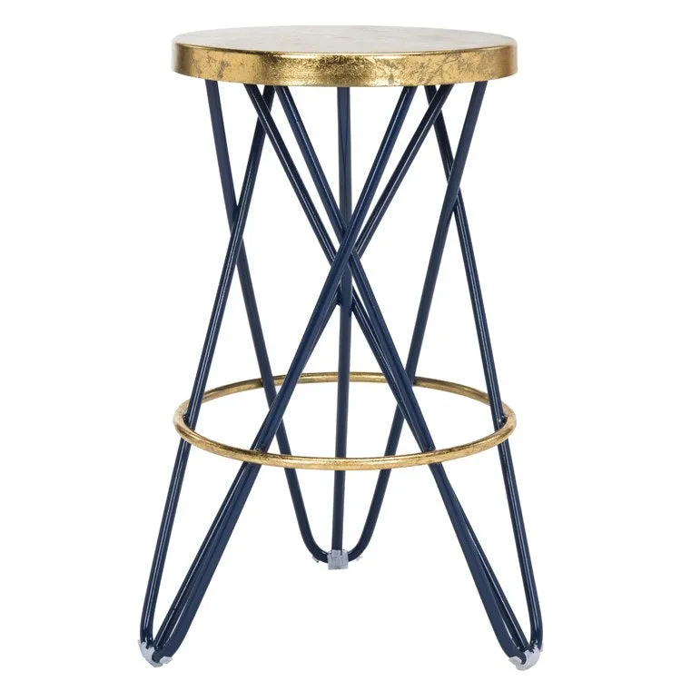 Lorna Counter Stool - Navy/Gold