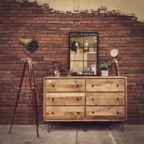 Mango wood 6 draw hairpin drawchest