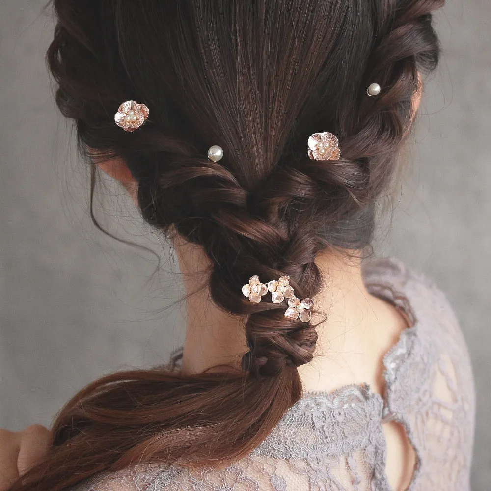 Mixed Flower Spiral Hairpin Set