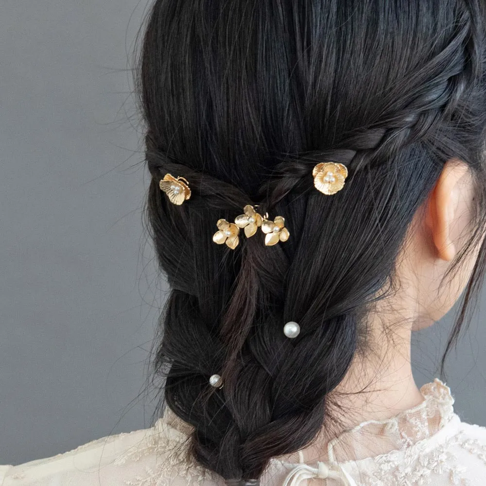 Mixed Flower Spiral Hairpin Set