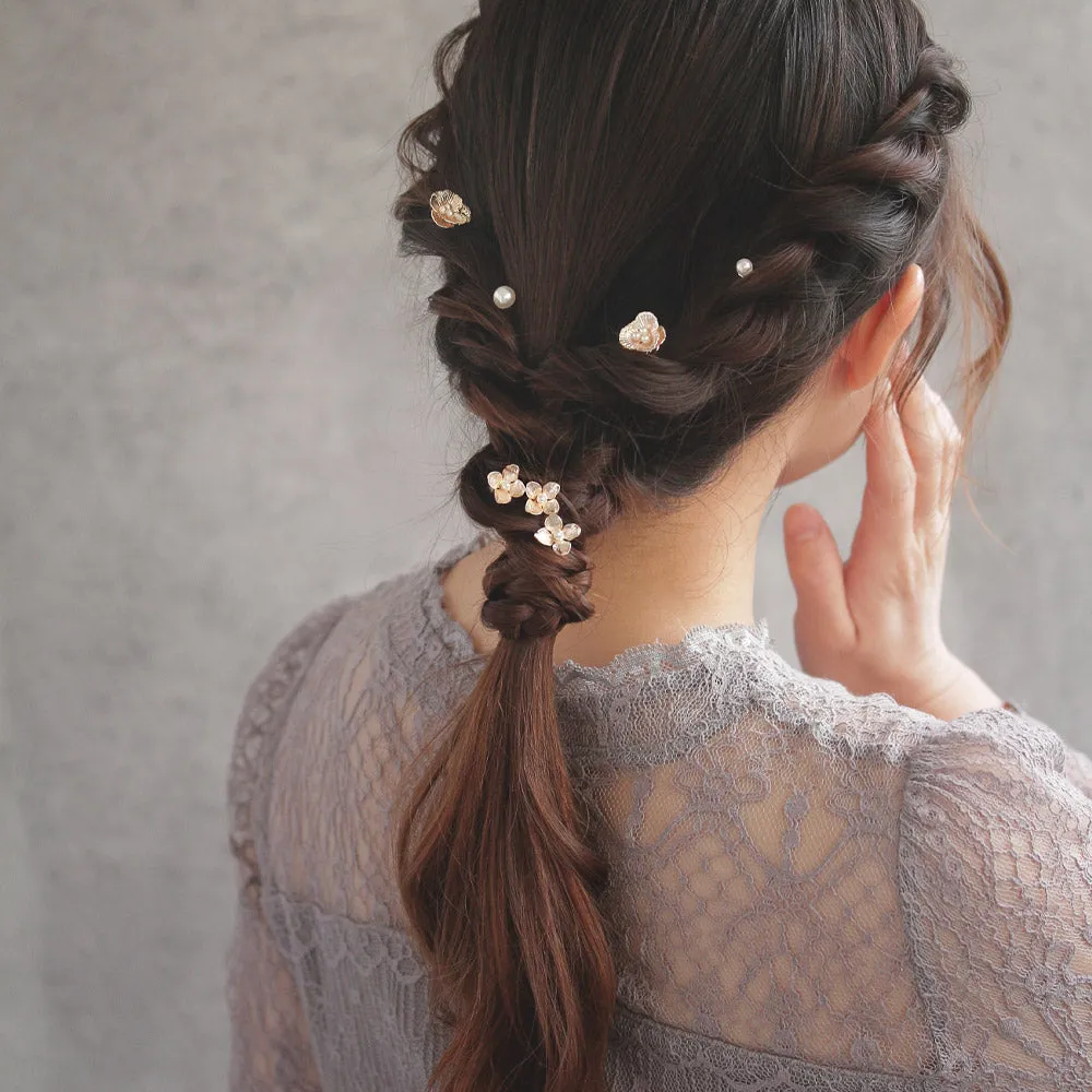 Mixed Flower Spiral Hairpin Set
