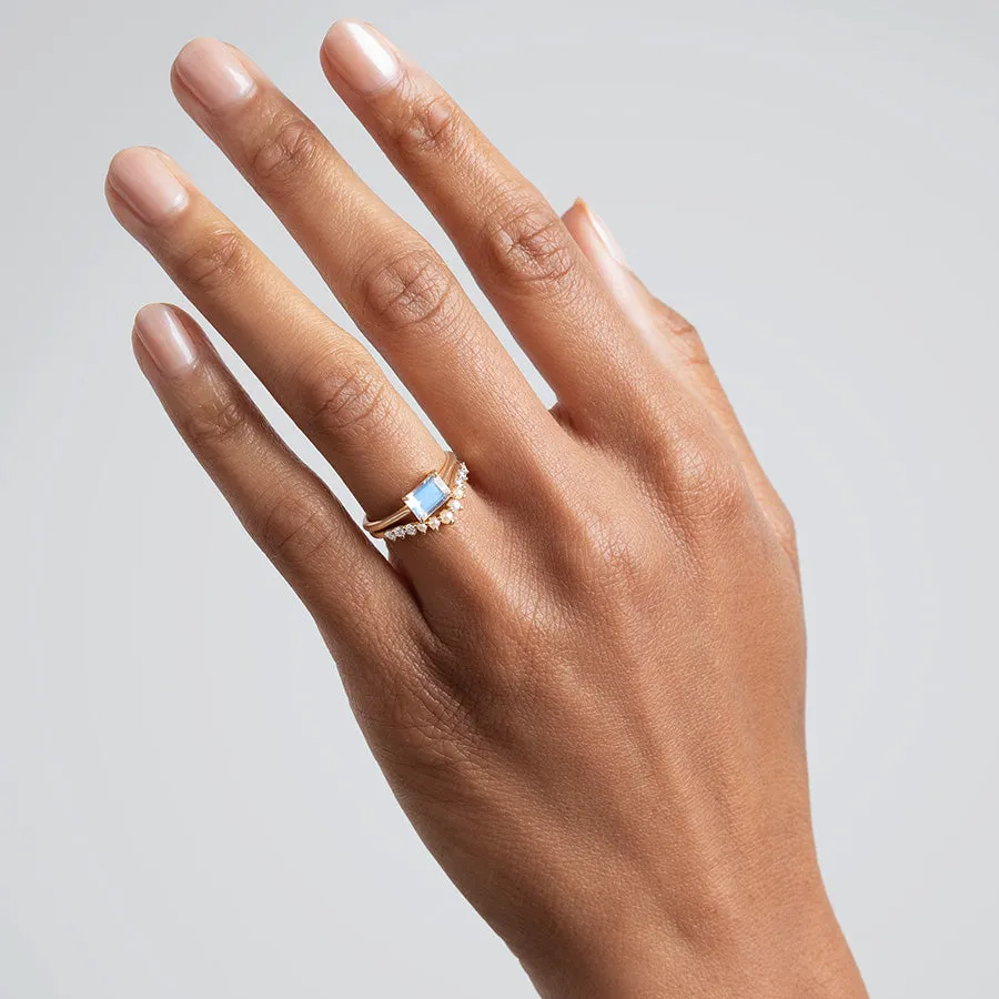 Petite Tiara Curve Band - 14k Gold, Seed Pearl & White Diamond