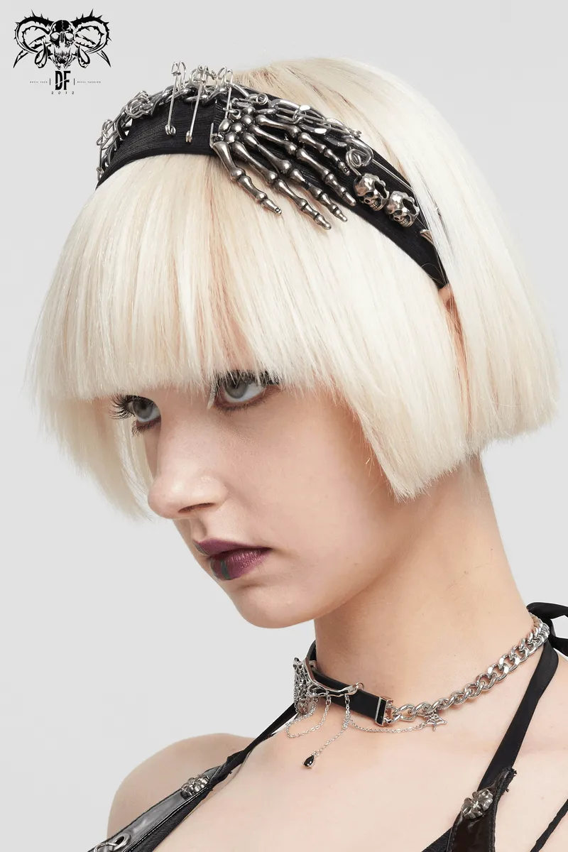 Punk Metal Skeleton Splice Hair Band / Women's Hair Accessories with Decoration Pins