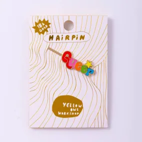Queer Hairpin - 18k Gold Cloisonné Enamel Lgbtqia Jewelry
