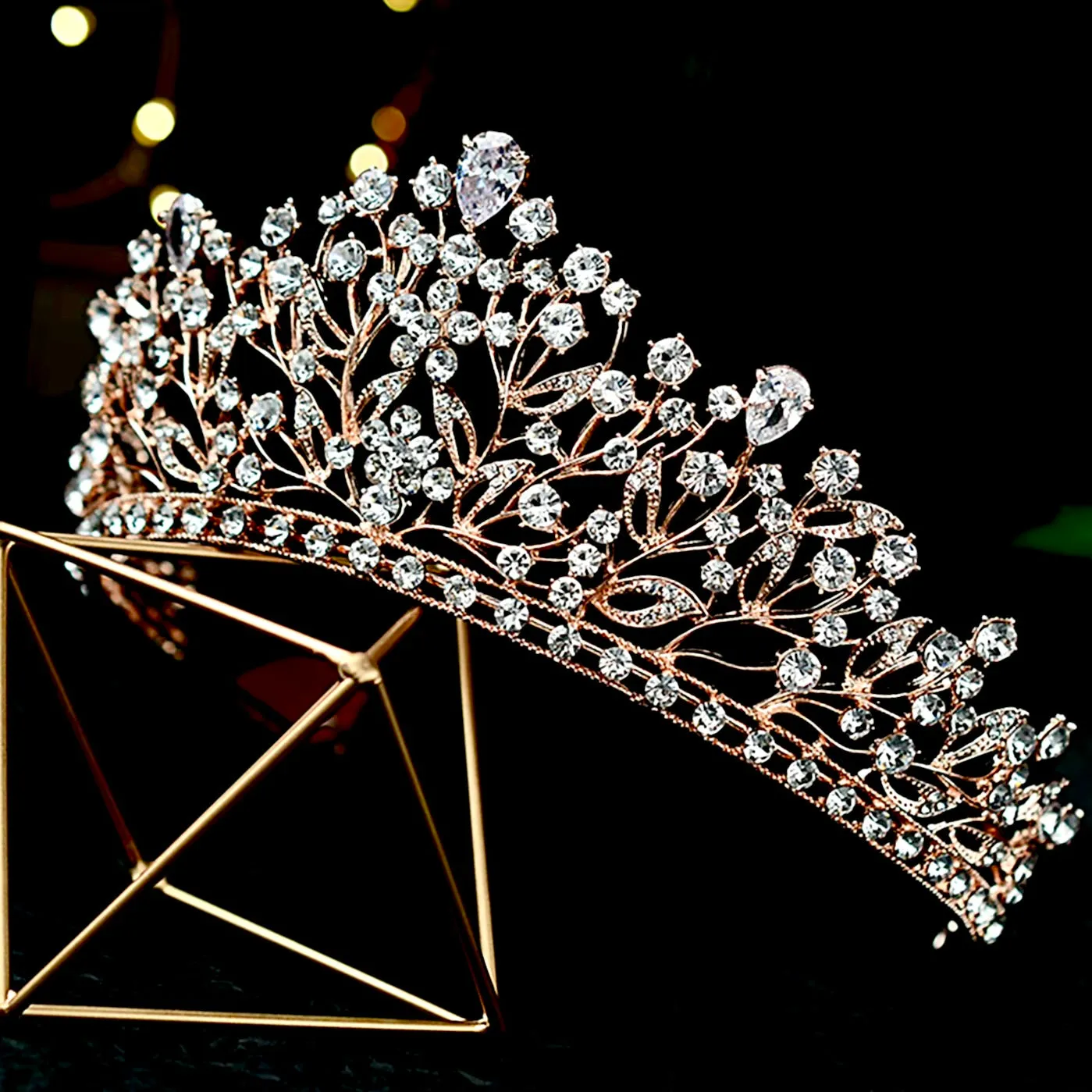 "Ananda" - Cubic Zirconia Bridal Tiara - Available in Silver, Yellow Gold and Rose Gold