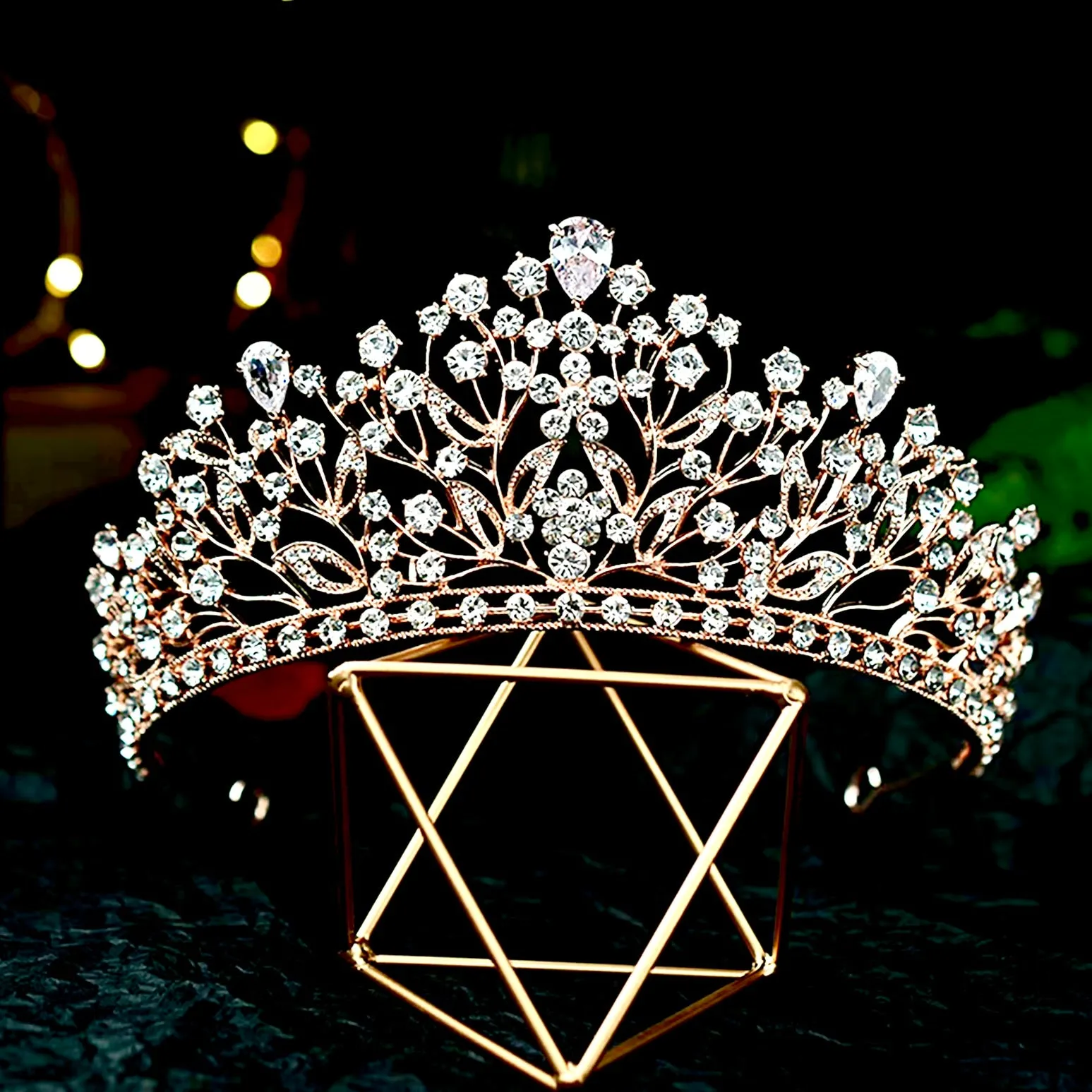 "Ananda" - Cubic Zirconia Bridal Tiara - Available in Silver, Yellow Gold and Rose Gold