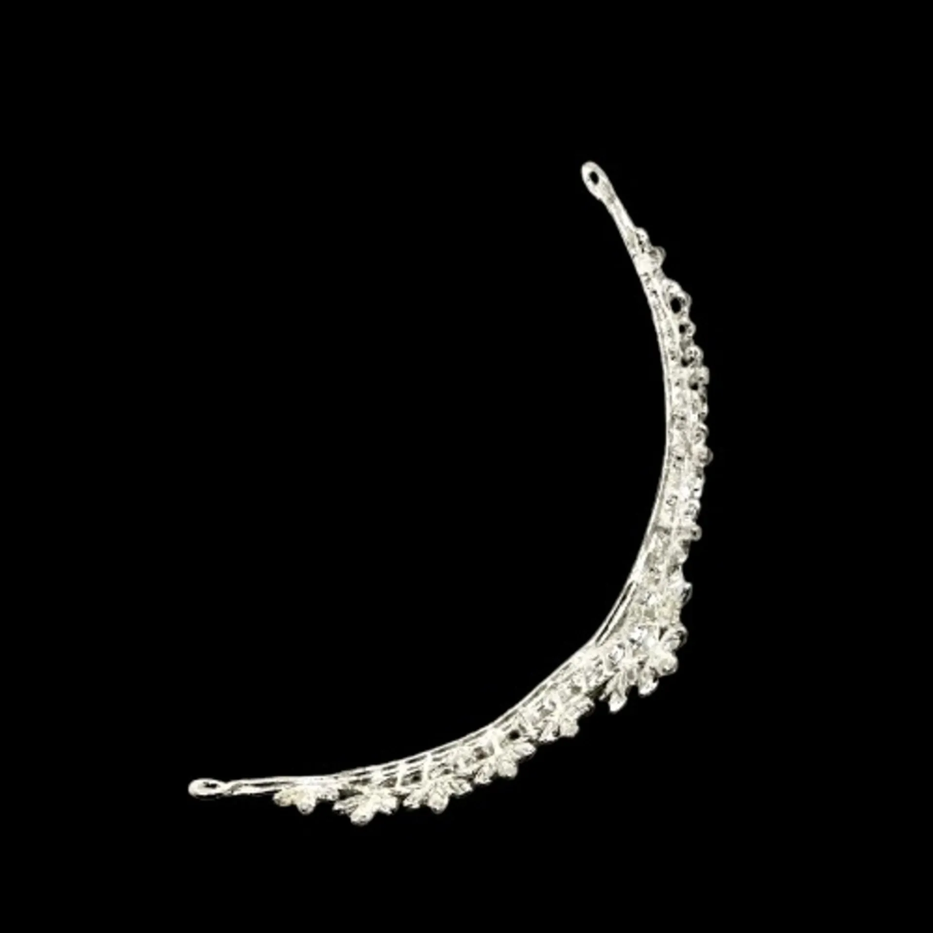 "Annie" - Silver Crystal and Pearl 3-Piece Bridal Jewelry Set With Half Tiara
