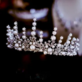 "Calypso" - Silver Pearl and Crystal Bridal Tiara