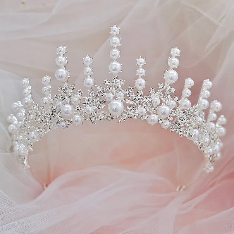 "Calypso" - Silver Pearl and Crystal Bridal Tiara