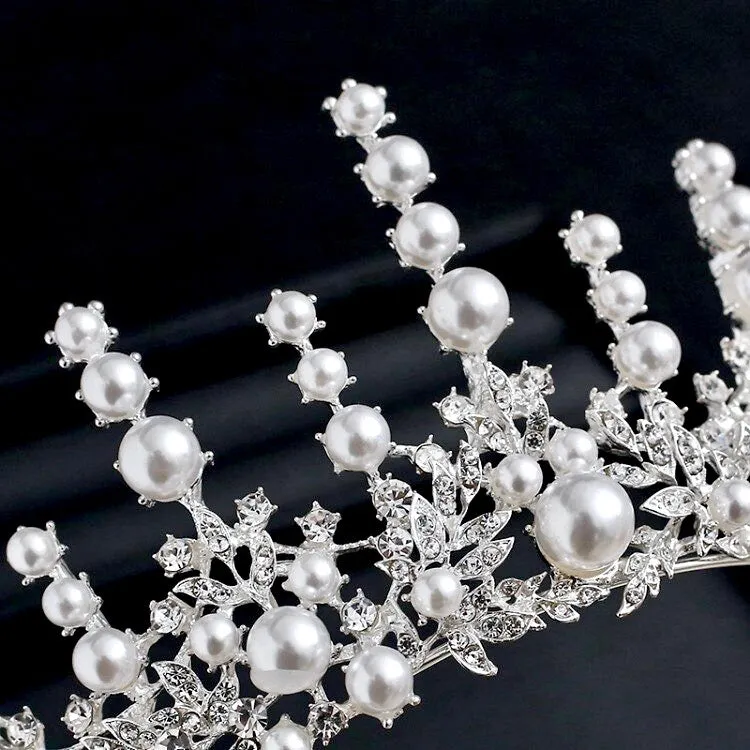 "Calypso" - Silver Pearl and Crystal Bridal Tiara
