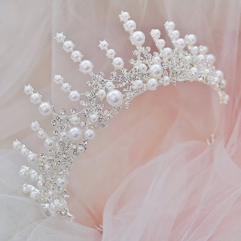 "Calypso" - Silver Pearl and Crystal Bridal Tiara