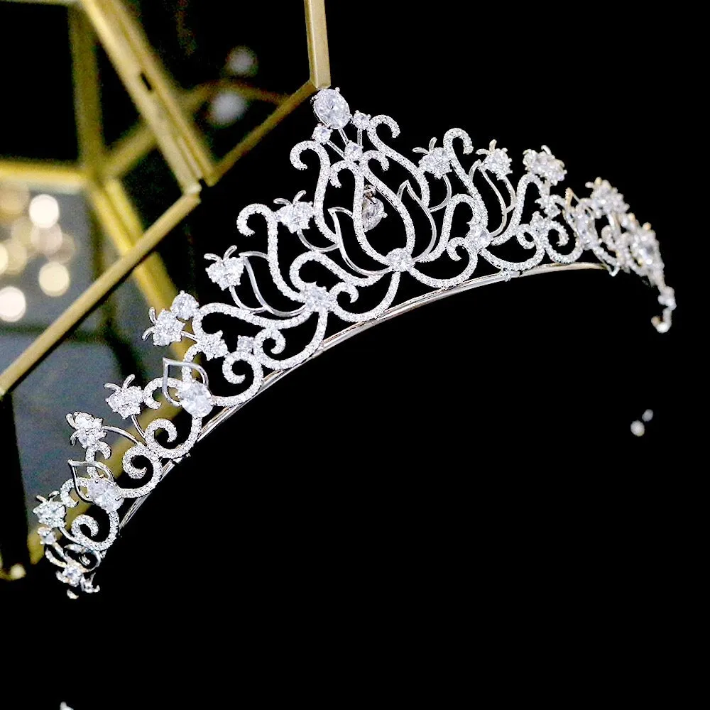 "Cierra" - Silver Cubic Zirconia Bridal Tiara