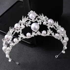 "Courtney" - Silver Pearl and Crystal Bridal Tiara