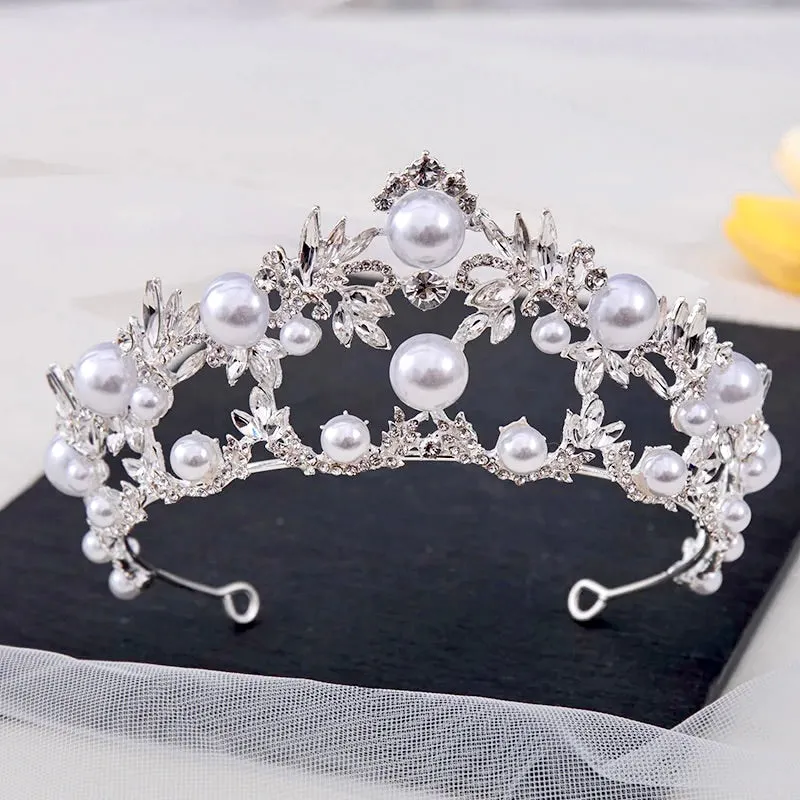 "Courtney" - Silver Pearl and Crystal Bridal Tiara